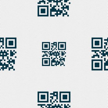 Qr code icon sign. Seamless pattern with geometric texture. illustration