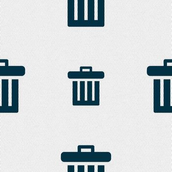 Recycle bin icon sign. Seamless pattern with geometric texture. illustration