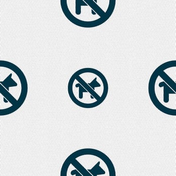 dog walking is prohibited icon sign. Seamless pattern with geometric texture. illustration