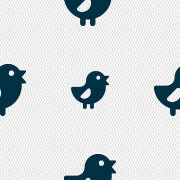 chicken, Bird icon sign. Seamless pattern with geometric texture. illustration