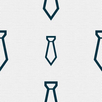 Tie icon sign. Seamless pattern with geometric texture. illustration