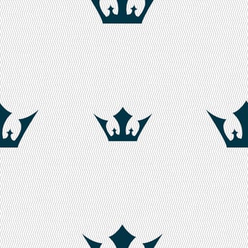 Crown icon sign. Seamless pattern with geometric texture. illustration