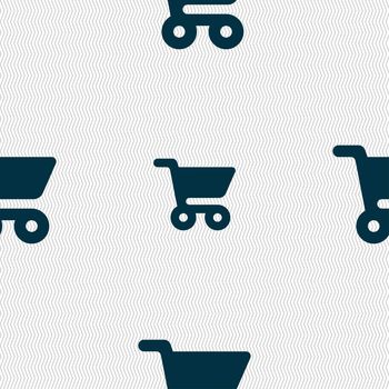 shopping basket icon sign. Seamless pattern with geometric texture. illustration