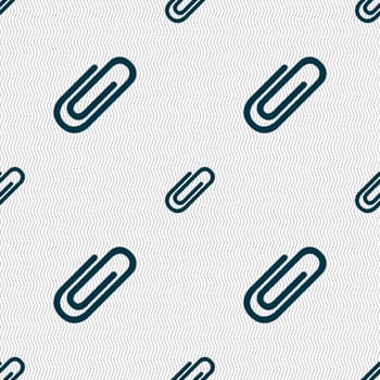 Paper clip sign icon. Clip symbol. Seamless abstract background with geometric shapes. illustration