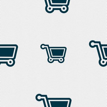 shopping cart icon sign. Seamless pattern with geometric texture. illustration