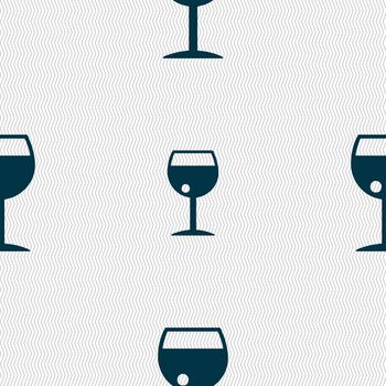 glass of wine icon sign. Seamless pattern with geometric texture. illustration