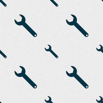 Wrench key sign icon. Service tool symbol. Seamless abstract background with geometric shapes. illustration