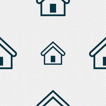 House icon sign. Seamless pattern with geometric texture. illustration