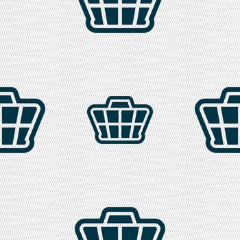 Shopping Cart icon sign. Seamless pattern with geometric texture. illustration