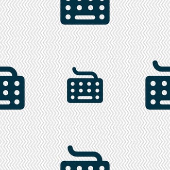 keyboard icon sign. Seamless pattern with geometric texture. illustration