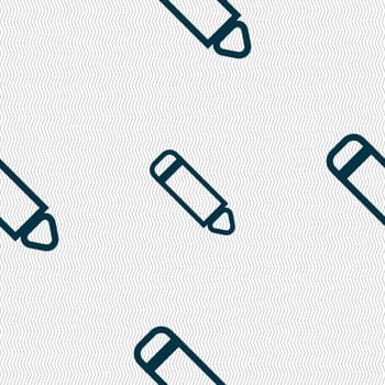 Pen icon sign. Seamless pattern with geometric texture. illustration