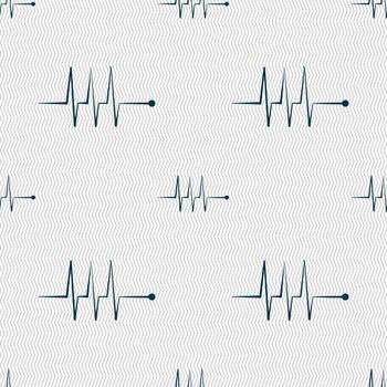 Cardiogram monitoring sign icon. Heart beats symbol. Seamless abstract background with geometric shapes. illustration