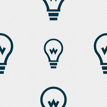 Light bulb icon sign. Seamless pattern with geometric texture. illustration