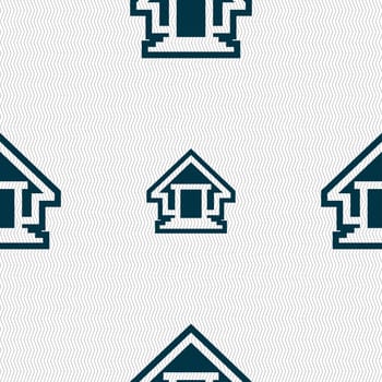 House icon sign. Seamless pattern with geometric texture. illustration