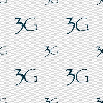 3G sign icon. Mobile telecommunications technology symbol. Seamless abstract background with geometric shapes. illustration