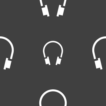 headsets icon sign. Seamless pattern on a gray background. illustration