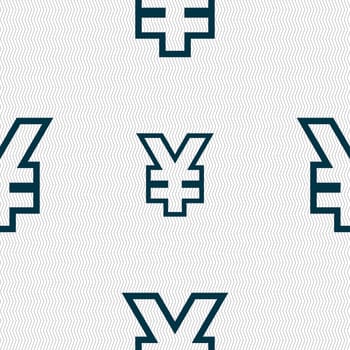 Yen JPY icon sign. Seamless pattern with geometric texture. illustration