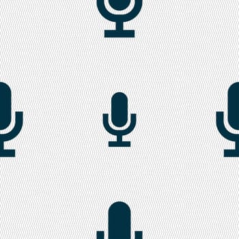 microphone icon sign. Seamless pattern with geometric texture. illustration