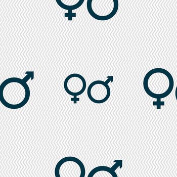 male and female icon sign. Seamless pattern with geometric texture. illustration