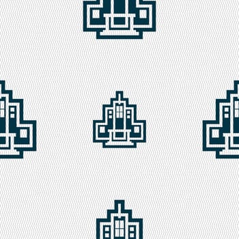 skyscraper icon sign. Seamless pattern with geometric texture. illustration