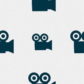 video camera icon sign. Seamless pattern with geometric texture. illustration