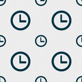 Clock sign icon. Mechanical clock symbol. Seamless abstract background with geometric shapes. illustration