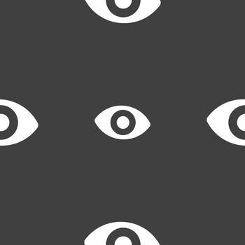 sixth sense, the eye icon sign. Seamless pattern on a gray background. illustration