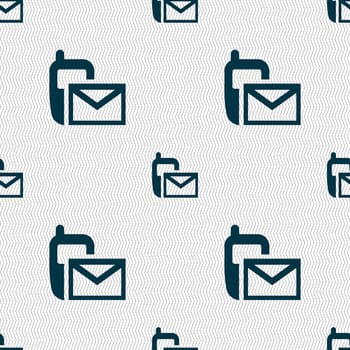 Mail icon. Envelope symbol. Message sms sign. Seamless abstract background with geometric shapes. illustration