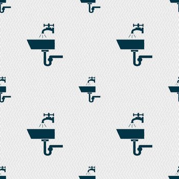 Washbasin icon sign. Seamless abstract background with geometric shapes. illustration