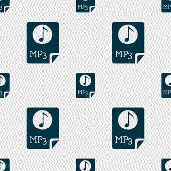 Audio, MP3 file icon sign. Seamless abstract background with geometric shapes. illustration