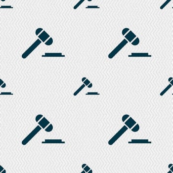 judge hammer icon. Seamless abstract background with geometric shapes. illustration