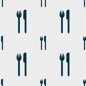 Eat sign icon. Cutlery symbol. Fork and knife. Seamless abstract background with geometric shapes. illustration