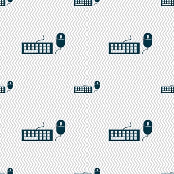 Computer keyboard and mouse Icon. Seamless abstract background with geometric shapes. illustration