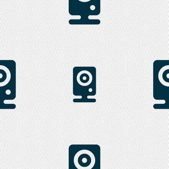 Web cam icon sign. Seamless pattern with geometric texture. illustration