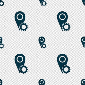 Map pointer setting icon sign. Seamless abstract background with geometric shapes. illustration