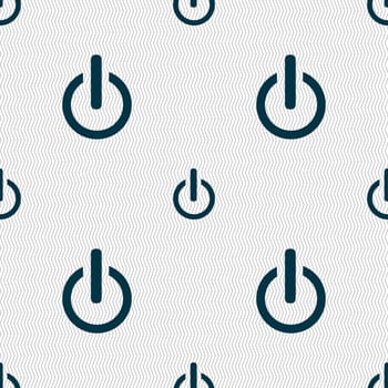 Power sign icon. Switch on symbol. Seamless abstract background with geometric shapes. illustration