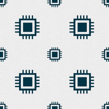 Central Processing Unit Icon. Technology scheme circle symbol. Seamless abstract background with geometric shapes. illustration