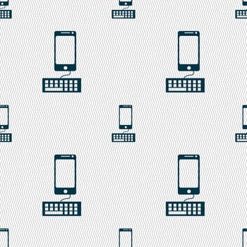 Computer keyboard and smatphone Icon. Seamless abstract background with geometric shapes. illustration