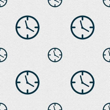 Clock time sign icon. Mechanical watch symbol. Seamless abstract background with geometric shapes. illustration