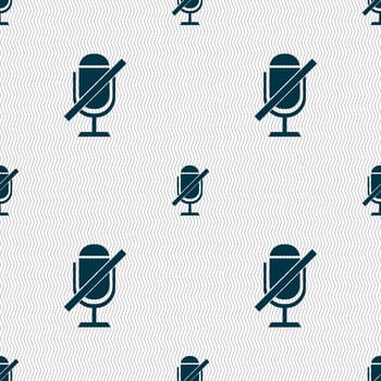 No Microphone sign icon. Speaker symbol. Seamless abstract background with geometric shapes. illustration