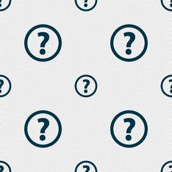 Question mark sign icon. Help speech bubble symbol. FAQ sign. Seamless abstract background with geometric shapes. illustration