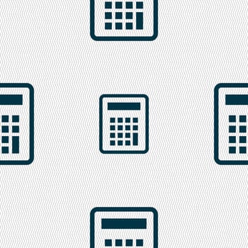 Calculator icon sign. Seamless pattern with geometric texture. illustration