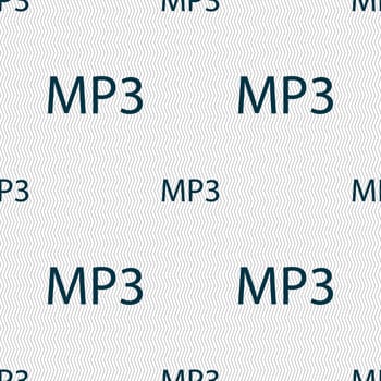 Mp3 music format sign icon. Musical symbol. Seamless abstract background with geometric shapes. illustration