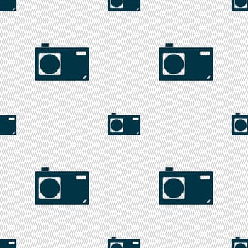 Photo camera sign icon. Digital symbol. Seamless abstract background with geometric shapes. illustration