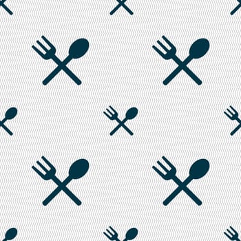 Fork and spoon crosswise, Cutlery, Eat icon sign. Seamless abstract background with geometric shapes. illustration