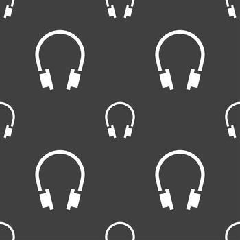 headsets icon sign. Seamless pattern on a gray background. illustration