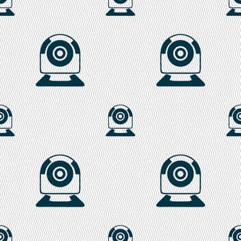 Webcam sign icon. Web video chat symbol. Camera chat. Seamless abstract background with geometric shapes. illustration