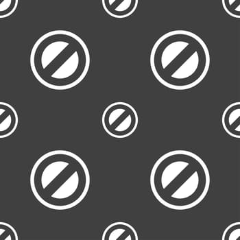 Cancel icon sign. Seamless pattern on a gray background. illustration