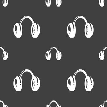 headsets icon sign. Seamless pattern on a gray background. illustration