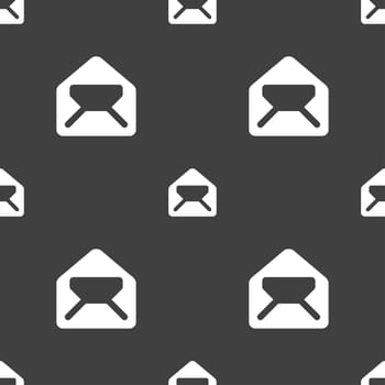 Mail, envelope, letter icon sign. Seamless pattern on a gray background. illustration